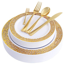 Load image into Gallery viewer, 150pcs Rose Gold Disposable Plastic Tableware Salad Plate Dessert Plates Cutlery For Wedding Baby Shower Birthday Party Supplies