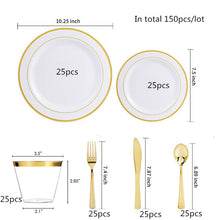 Load image into Gallery viewer, 150pcs Rose Gold Disposable Plastic Tableware Salad Plate Dessert Plates Cutlery For Wedding Baby Shower Birthday Party Supplies