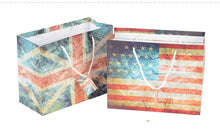 Load image into Gallery viewer, 300 pcs kraft paper gift bag with handles American flag British flag handbags shopping Fashionable Retro home party customized