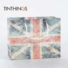 Load image into Gallery viewer, 300 pcs kraft paper gift bag with handles American flag British flag handbags shopping Fashionable Retro home party customized