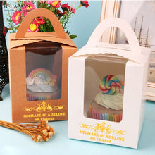 Load image into Gallery viewer, 100pcs Personalized Customizing name date logo candy box wedding christmas baby shower DIY Packing Box Hand-held Point Boxes