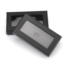 Load image into Gallery viewer, 300pcs/lot Black cover paper packing box with plastic pvc window wig gift wallet tie packaging paper carton box
