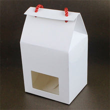 Load image into Gallery viewer, 100pcs/lot 10*8*11cm Black / White Craft Candy Cake Food Storage Paper Box Party Gift Packaging Portable Window Boxes With Rope