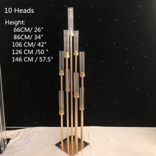 Load image into Gallery viewer, 10 Heads Metal Candelabra Candle Holders Road Lead Table Centerpiece Gold Candelabrum Stand Pillar Candlestick For Weddin
