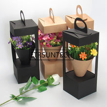 Load image into Gallery viewer, 50pcs Flowers Packaging Gift Boxes Floral Gift Bag lighthouse design Creative folding floral Packing Box Black/Brown
