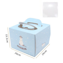 Load image into Gallery viewer, 100 set 8 inch cake box with window handle Kraft paper cheese cake box kids Birthday wedding home Party soldier gift supplier